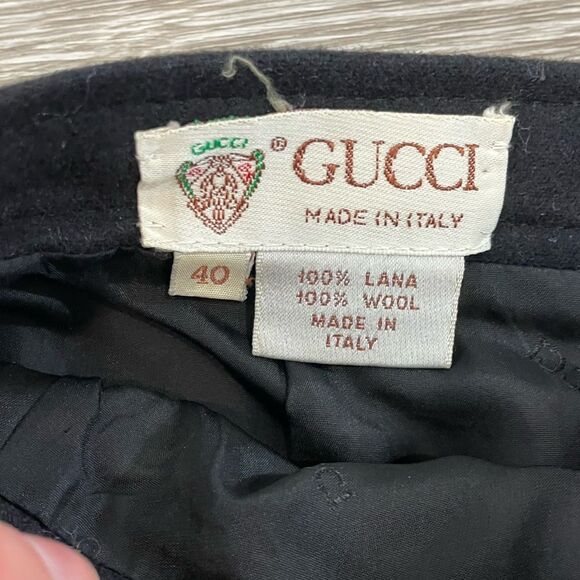 GUCCI Vintage Wool Black Midi Pencil Skirt sz 0 - Picture 4 of 9